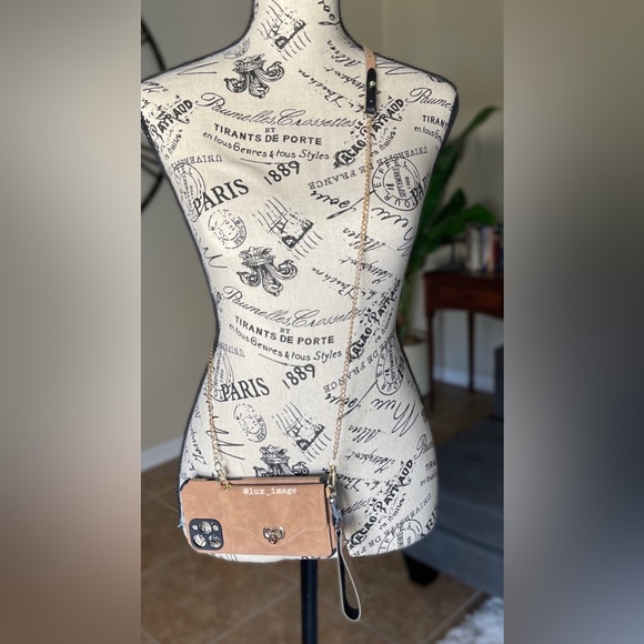 iPhone Case Crossbody Leather Cases w/ Wallet and Detachable Wristlet & Lanyard - Picture 9 of 11